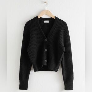 & Other Stories Mohair Wool Blend Cropped Cardigan Large